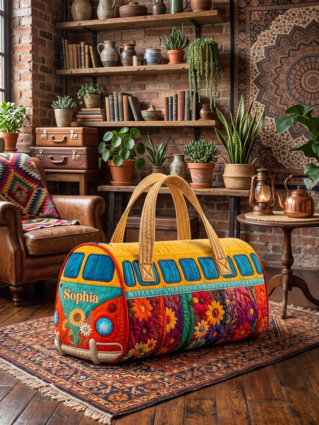 Mathilde | Sac de voyage matelassé aux fleurs ensoleillées