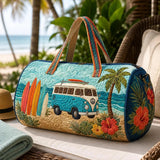 Roxane | Sac de voyage matelassé hibiscus et planche de surf