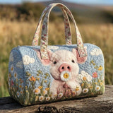 Léa | Sac de voyage matelassé au cochon et marguerites