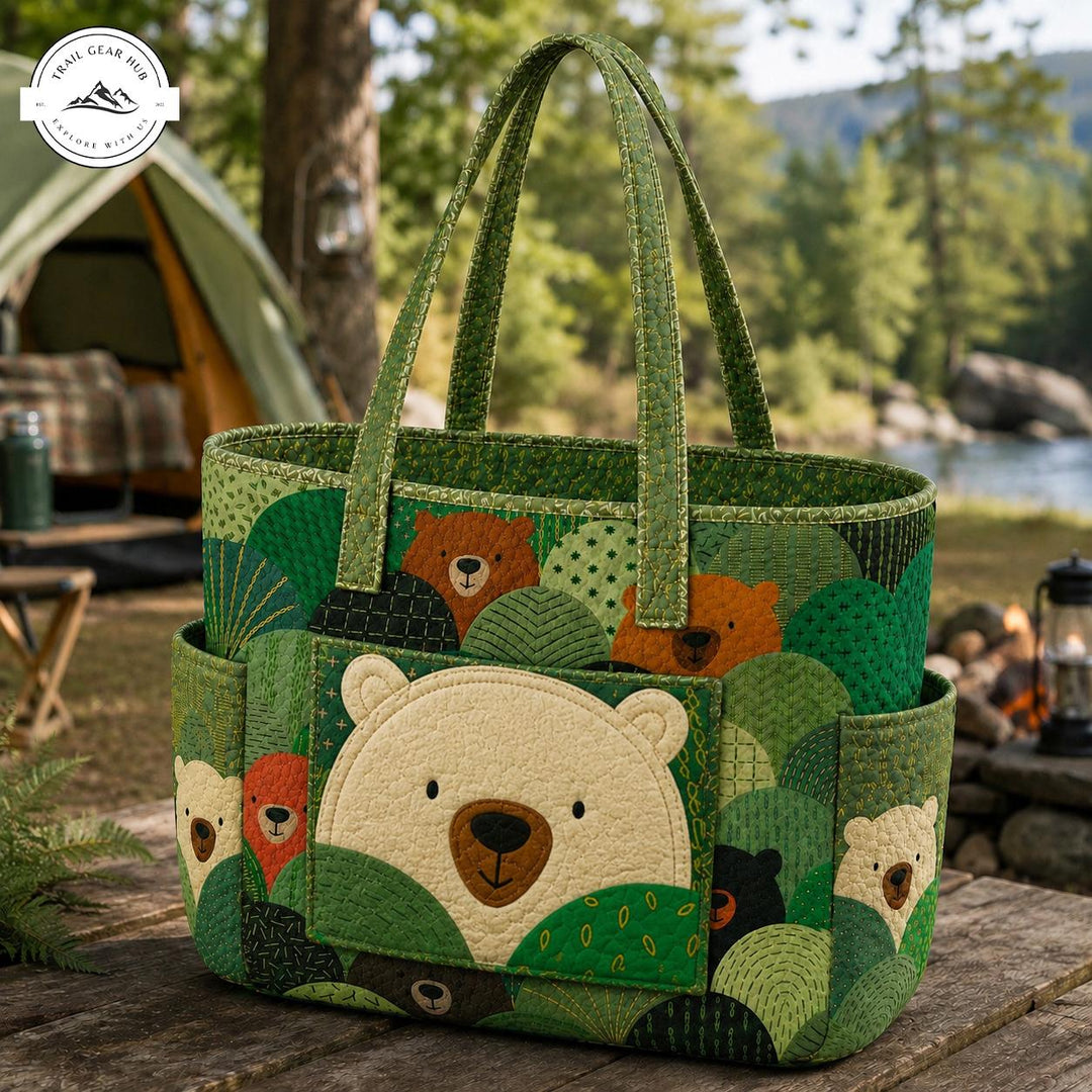 Apolline | Sac cabas matelassé à la forêt aux ours