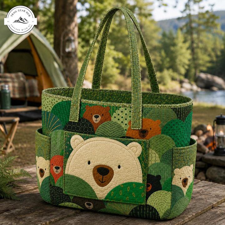 Apolline | Sac cabas matelassé à la forêt aux ours