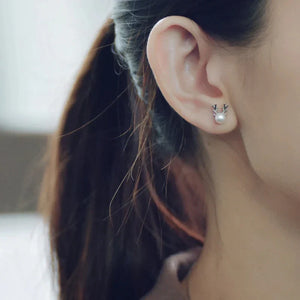Reindeer Pearl Stud Earrings