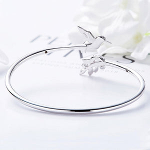 Adjustable Hummingbird Ring with Rhinestone Diamond