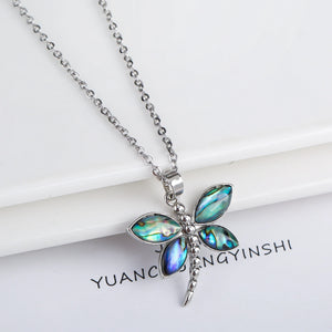 Natural Shell Butterfly Pendant Necklace