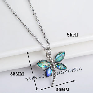 Natural Shell Butterfly Pendant Necklace
