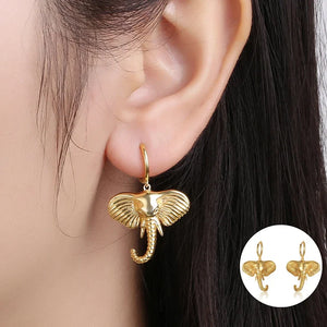 Elephant Charm Hoop Earrings