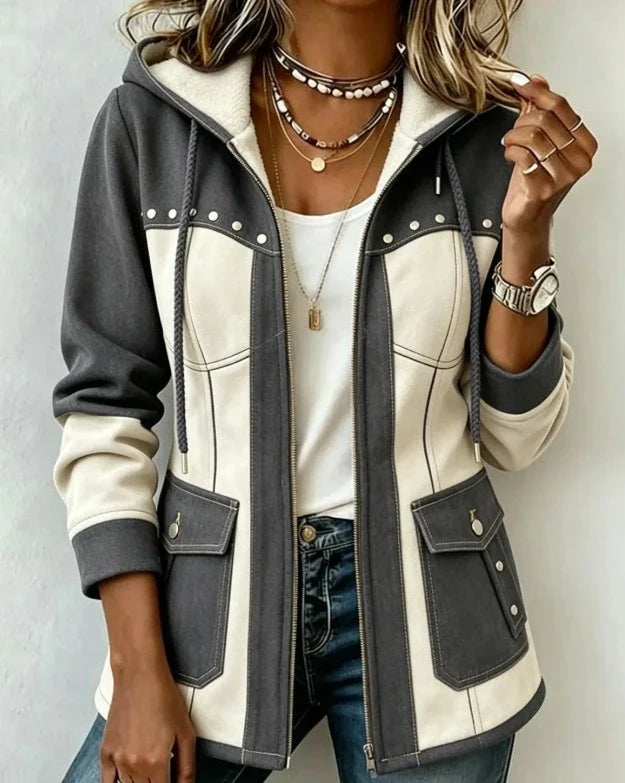 Camille | Veste à capuche style patchwork