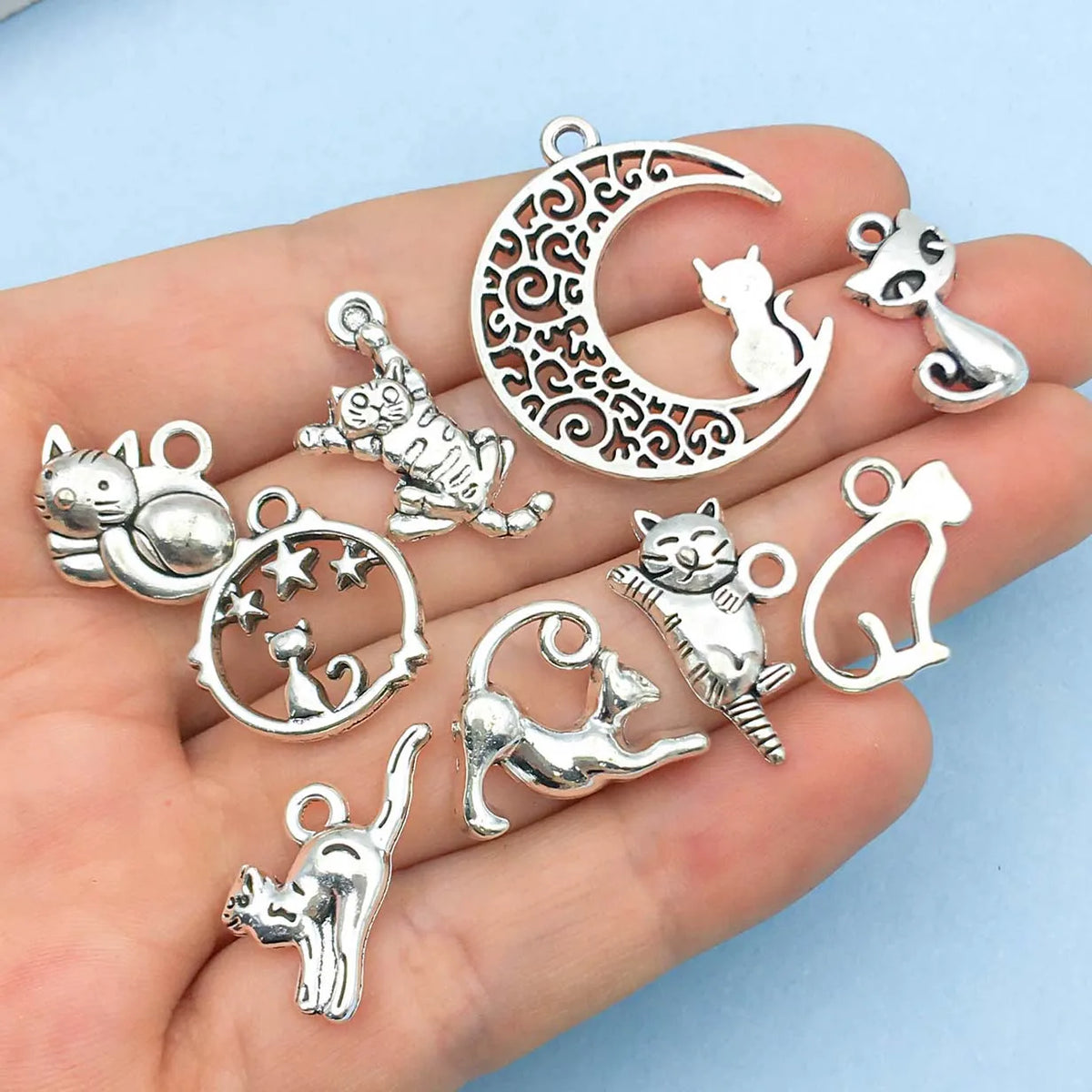 Vintage Silver Cat Charms Collection