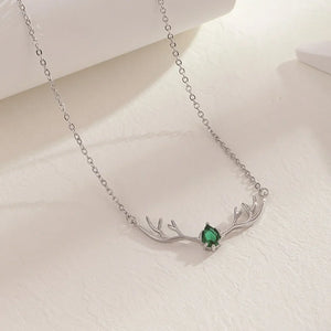 Deer Antler Necklace with Delicate Heart Charm