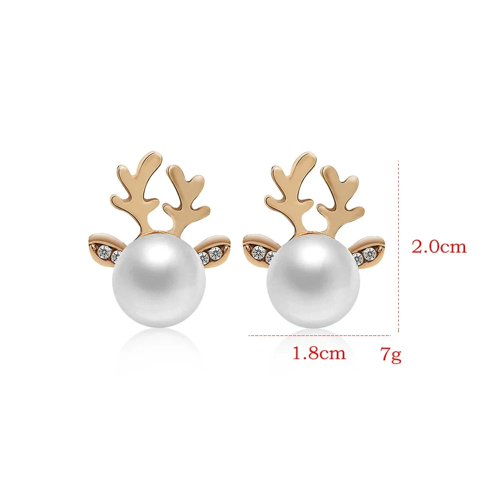 Christmas Reindeer Pearl Earrings