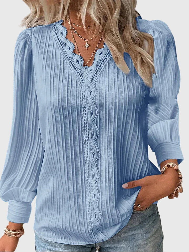 Andrea | Blouse élégante à col en V côtelé