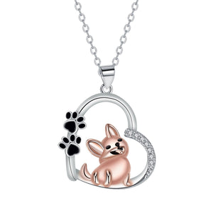 Lovely Heart-shaped Dog Pendant Necklace