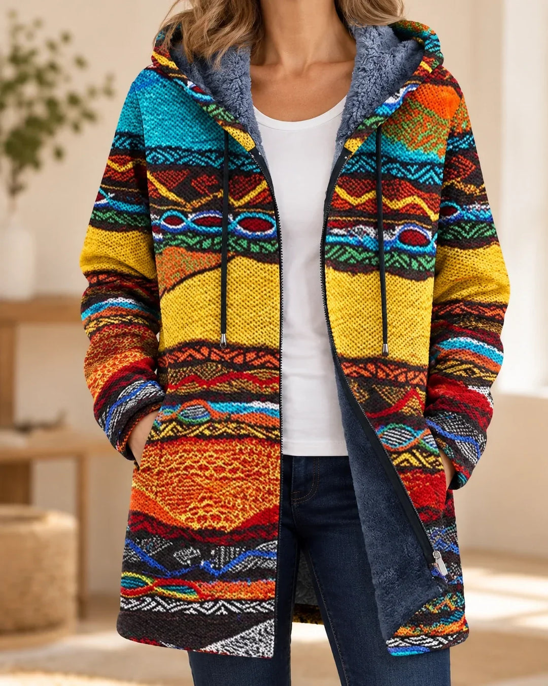 Cynthia | Cardigan à capuche artistique