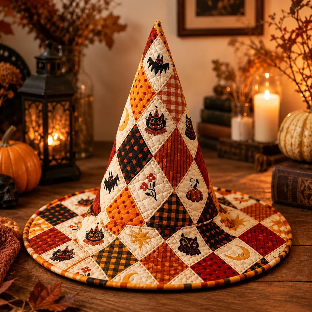Colette | Chapeau matelassé Patchwork d’Halloween