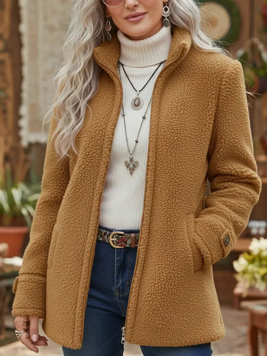 Odile | Veste zippée à col montant, toucher doux