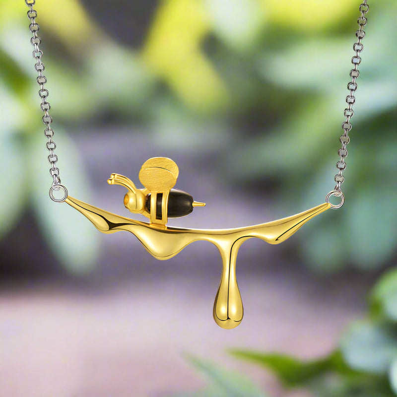 Dripping Honey & Bee Necklace