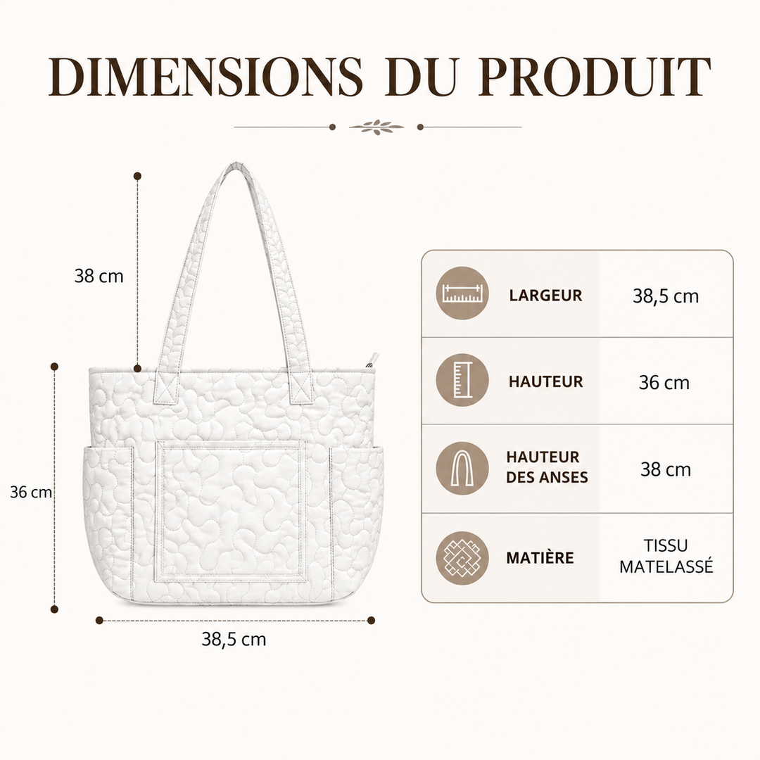 Adèle | Sac cabas matelassé aux livres