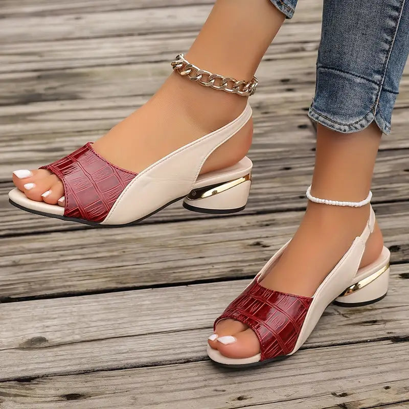 Rosalie | Sandales slingback à bout ouvert effet croco