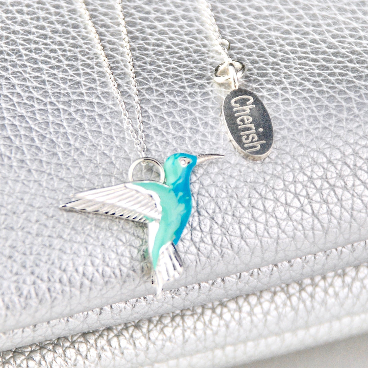 Sterling Silver Enamel Hummingbird Necklace