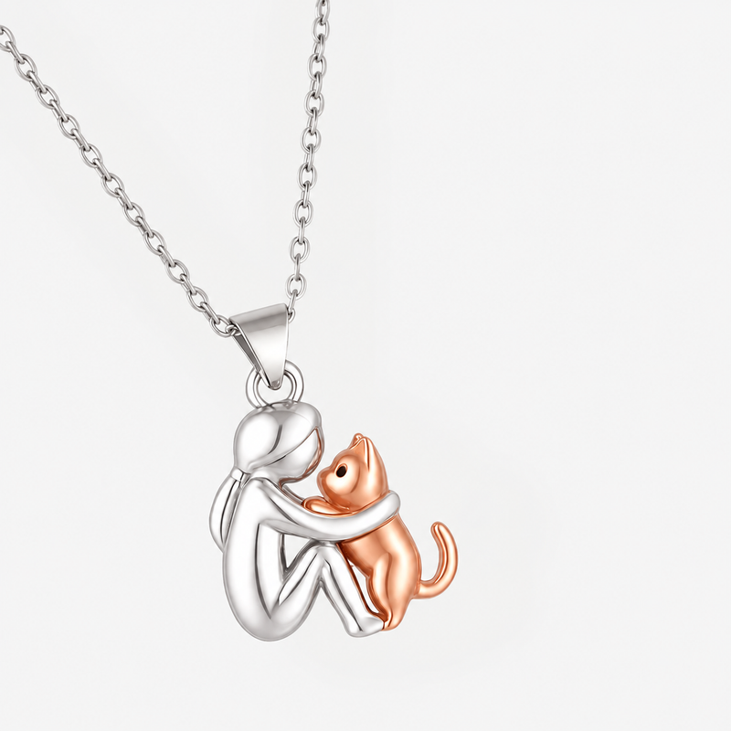 Cat Hug Pendant Necklace with Bonus Earrings – Limited Time Offer