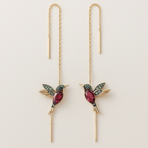 Hummingbird Enamel and Zirconia Earrings