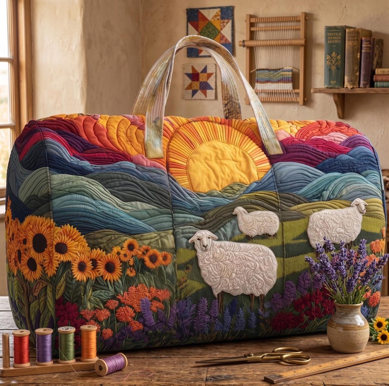Chloé | Sac de voyage matelassé aux moutons de campagne