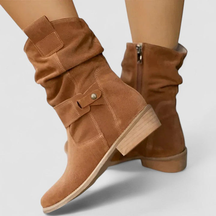 Nadine | Bottes mi-mollet à bride et fermeture éclair