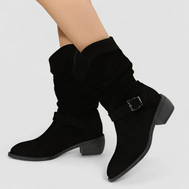 Nadine | Bottes mi-mollet à bride et fermeture éclair