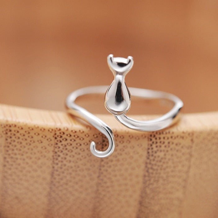 Stainless steel adorable cat ring