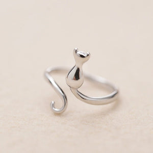 Stainless steel adorable cat ring